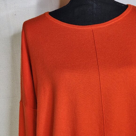 Chico's Orange Center Seam LS Nylon Rayon Poly Cashmere Sweater Sz Chico 2 US L - Picture 5 of 16